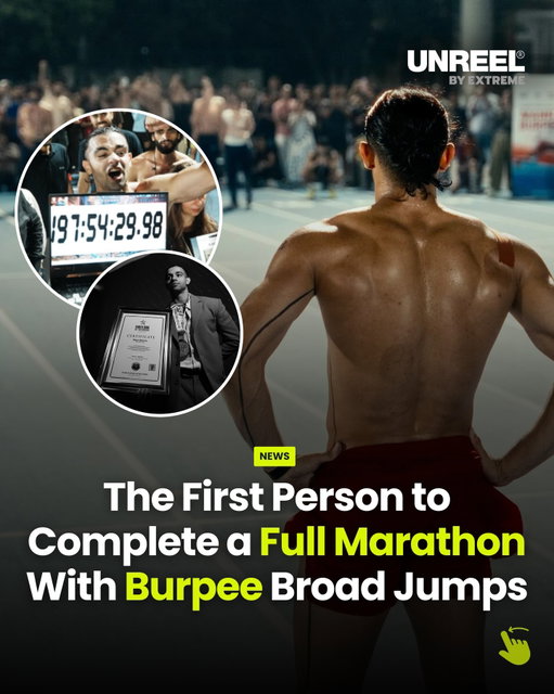 42.195km of burpee broad jumps over eight relentless days 🤯

At just 22, @mannxadventures from Delhi decided to find out how far he could really push himself, completing a full marathon without running a single step.

The challenge went down in October 2025 at the Jawaharlal Nehru Gymnasium in New Delhi, smashing the previous burpee jump record of 5.1km along the way.

What makes it even better is that it was all for a good cause, raising awareness and support for The One Friend NGO and helping create better opportunities for underprivileged children.

#ExtremeFitness #EnduranceChallenge #WorldFirst #BurpeeChallenge