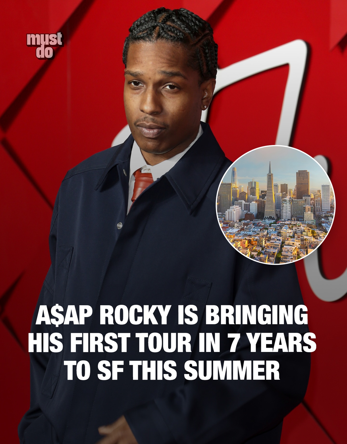 A$AP Rocky is going back on tour and he’s coming to San Francisco.

The Don’t Be Dumb World Tour stops at Chase Center on June 25, following the release of Rocky’s long-awaited new album.

General ticket sales open Tuesday, January 27 at 9am local time, with multiple presales available ahead of that.

Bay Area summer shows don’t get much bigger than this.

By the way, we send one weekly email with what’s actually worth doing in and knowing about San Francisco. No fluff. Link in bio.

Media via Shutterstock/Instagram 

#mustdosf #sanfranciscoconcerts #asaprocky