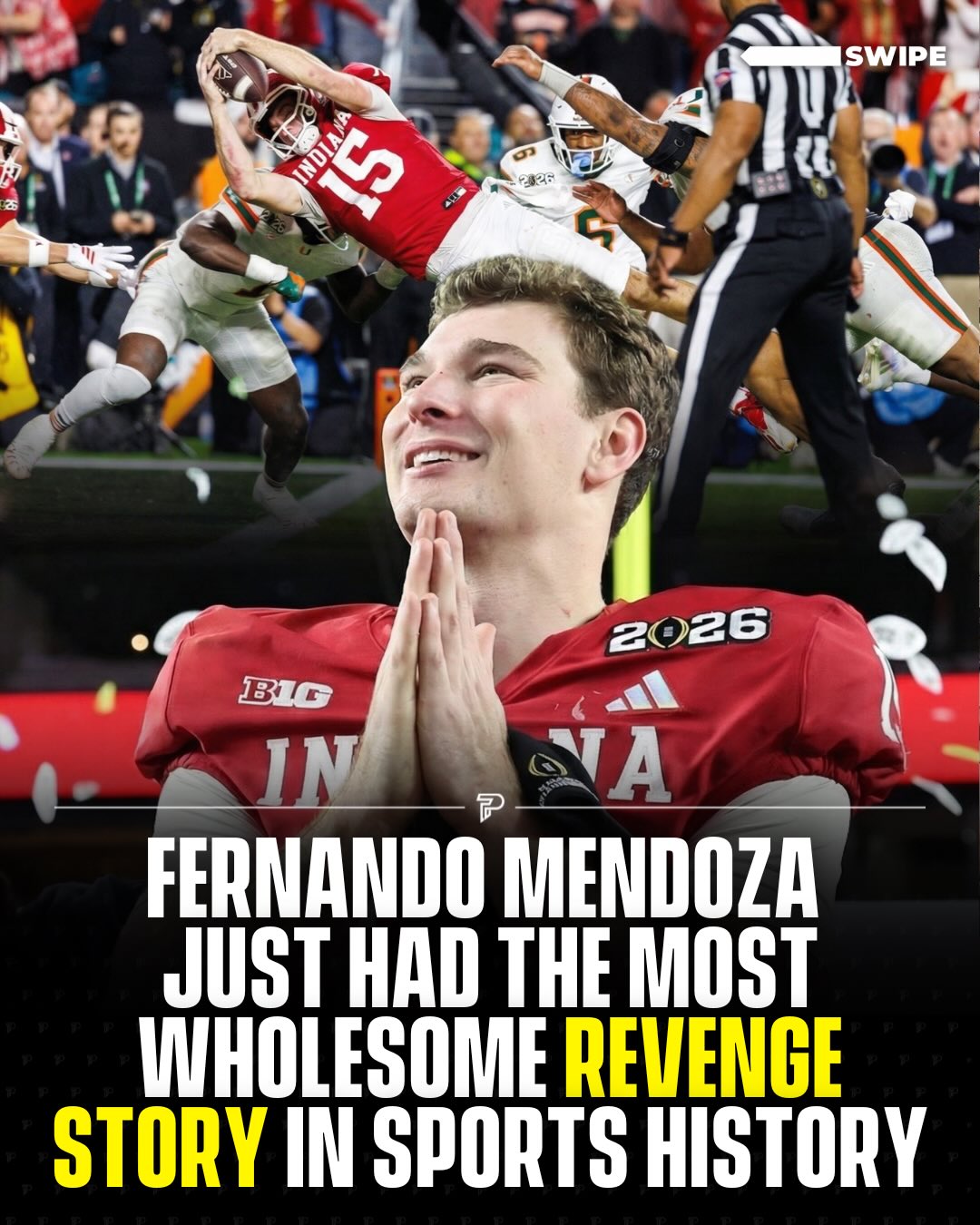 Fernando Mendoza grew up in Miami with one goal, to play for the Hurricanes. He was a 2 star recruit and didn’t even get offered a walk on spot, so he took the long way around and kept betting on himself.
After stops at Cal and Indiana, he just led the Hoosiers through a perfect season and delivered the first national championship in program history, beating Miami back in his hometown.

Right after the final whistle, he went straight to his mom Elsa, who has lived with multiple sclerosis for nearly 20 years and uses a wheelchair. Mendoza has called her his daily inspiration, and he’s used his platform to support MS awareness and the National MS Society.

#Pubity #Viral #Sports #wholesome