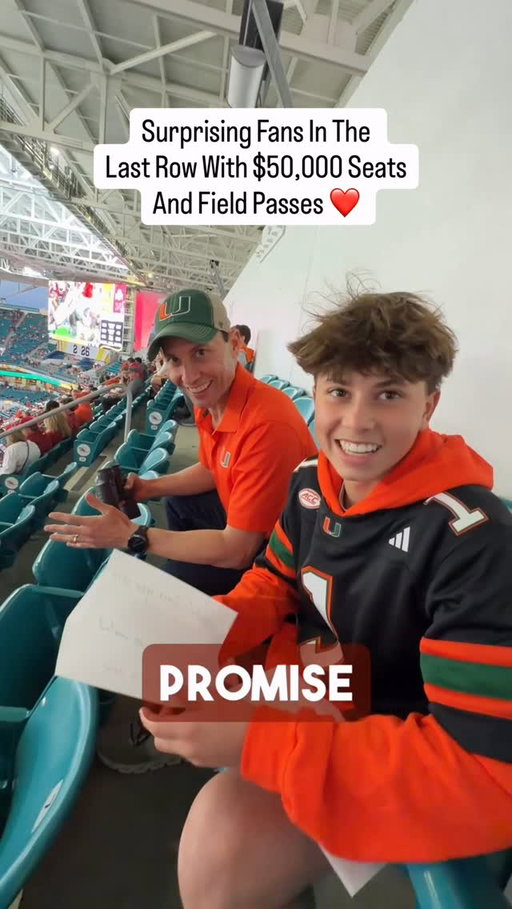 @Omar surprised these fans in the last row of the National Championship with upgraded seats, field passes, and much more!