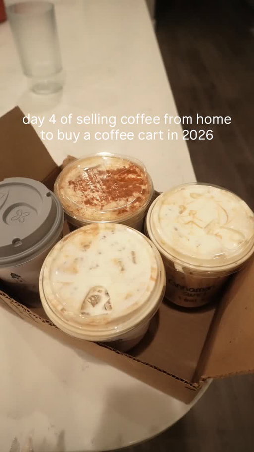 day 4 of selling coffee from home to save up for my coffee cart in 2026! Join me on my journey as a 
mom-trepreneur 😆 #coffeebar #smallbuisness #coffeecart #espresso
