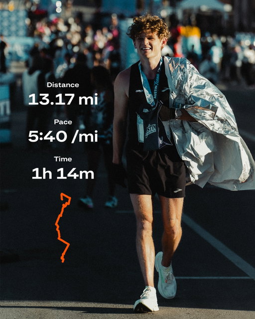 new 13.1 PR 🏃‍♂️!!! I have been running in @brooksrunning since I was a kid. what a dream to officially race in Brooks (and do my first race with Haley 😊) #BrooksPartner #LetsRunThere #ad 

📸: @piercebtownsend