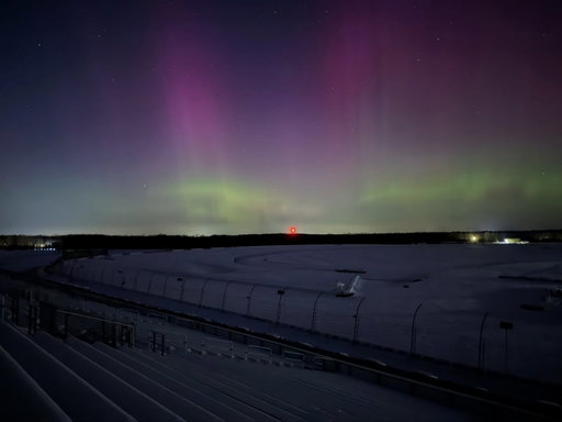 The night sky put on an amazing light show over Turn 3 this evening! The Northern Lights appeared over the Raceway once again! #aurora #northernlights #auroraborealis #whatturn4 #Poconomtns