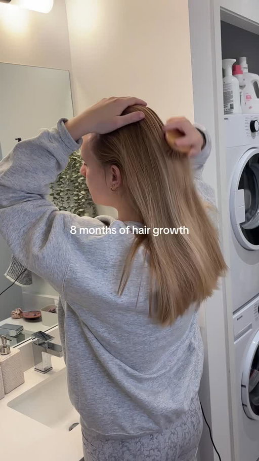 Hair growth in 8 months with one trim in between 🩷 #hairgrowthjourney #hairgrowth #hairtransformation #hairbeforeandafter #blondehair