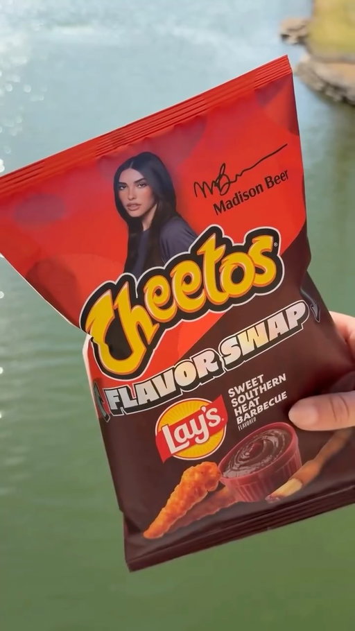NEW @madisonbeer Cheetos with Lay’s Sweet Southern HeatBarbecue flavor. Hitting shelves Feb 16th.