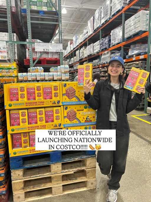 WE JUST GOT APPROVED FOR A NATIONWIDE EXPANSION IN COSTCO 🌭🥳!! here’s what to expect next👇

⛵️ Northeast: nationwide by end of March
🌞 San Diego + Los Angeles: nationwide by the end of February

where you can find spicy tuna right now:
🌽 Midwest
🌲 Northwest
🏜️ Southeast
🚃 Bay Area
🤠 Texas

we’re endlessly grateful to our Costco partners and to everyone who shops Fishwife week after week 💛. a true pinch-me moment for our little team as we keep growing – thoughtfully, together.

one quick note: some warehouses are selling through the spicy tuna faster than others, so if you don’t spot us right away, know that more inventory is already on the way 🚛!! yay for Fishwife in bulk!! 🥳