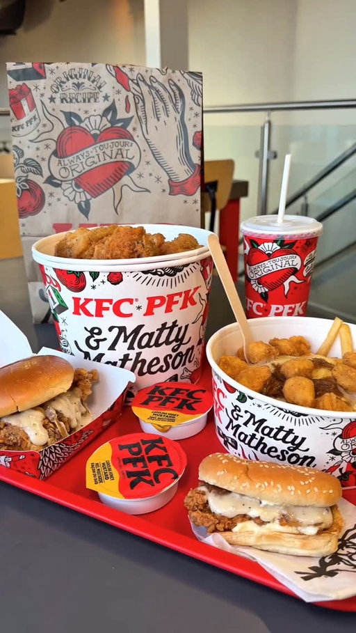 2 legends. 1 epic menu. The @kfc_canada x @mattymatheson menu is OFFICIALLY here for a limited time and trust me… it lives up to the HYPE. A collab like this deserves celebrating so come celebrate, taste the menu, and meet Matty on Monday! #KFCCanada 

*UPDATED* Details: 
 📅 February 1st
 📍 1221 Dundas Street West
 ⏰ From 2:00 - 5:00 PM 
 👋 Visit from Matty at 2:00 PM

#torontolife #torontonews #torontoblogger #torontofoodies