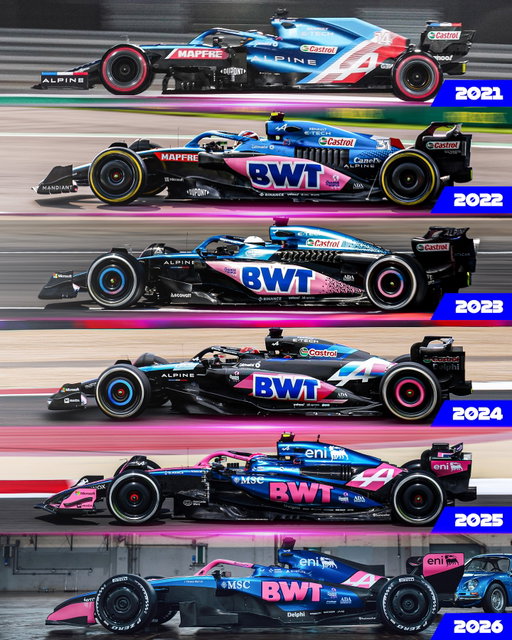 Through the years in blue & pink 💘

Which Alpine livery is your favourite? 💭

#F1 #Formula1 @alpinef1team