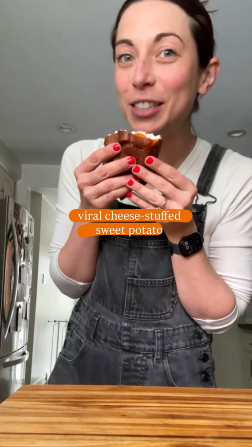 #GoodCulturePartner viral cheese-stuffed sweet potatoes!!!! 

why make a cheese-stuffed sweet potato when you could make a TWO-cheese stuffed sweet potato? the @good_culture adds protein and extra creaminess, making it so much more satiating.

to make it: 
wash and dry a sweet potato, rub with olive oil, and season with salt and pepper. bake at 300°F until tender, about 1 hour. (I preferred the air fryer version). leave in the turned-off oven or air fryer for a few minutes until it’s still warm but not piping hot. 

slice off the top of the potato and stuff in a few slices of butterkase cheese (or another havarti-like cheese). mash some of the sweet potato down to make room for cottage cheese, then add a big spoonful. season with black pepper. continue to add more cottage cheese as you eat!

inspired by @courtneycookinsta