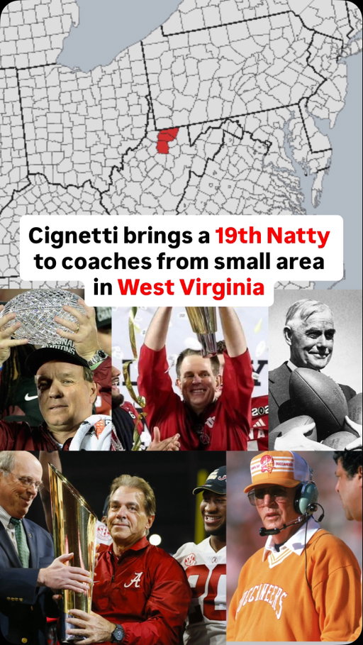 19 Championships?! This area in West Virginia is a hotbed for College Football coaches #curtcignetti #nicksaban #collegefootball #westvirginia #cfbplayoff