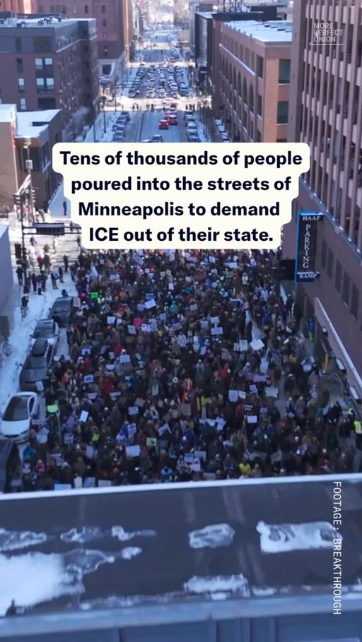 Tens of thousands of people have poured into the streets in Minneapolis as part of a general strike to demand ICE out of Minnesota.

Footage from @btnewsroom