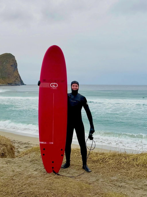 First time surfing in the FREEZING Arctic🥶😄 #surfing #surflife #lofoten #norway #watersports
