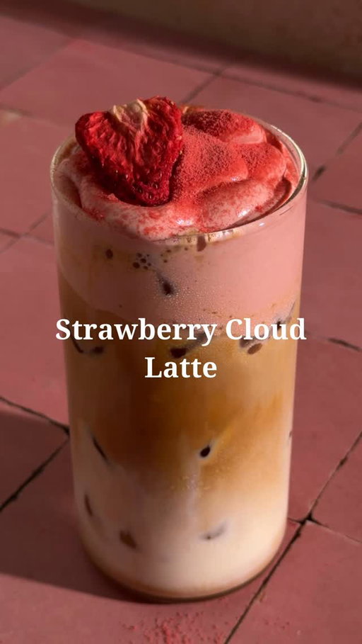 Strawberry Cloud Latte 🍓☁️💕☕️

3 tbsp heavy cream 
1 tbsp milk 
1 tsp vanilla bean paste 
1 tbsp strawberry powder 
1 cup milk 
Double shot espresso 
Strawberry powder and feeeze dried strawberry to garnish. 

Combine cream, milk, vanilla, and strawberry, use a hand mixer to froth. In a glass filled with ice add milk and espresso then top with the strawberry foam. 

#latte #coffee #strawberrycoldfoam #strawberrycoldfoamicedespresso #coffeevibes #coffeerecipes #icedlatte #valentinesdrink