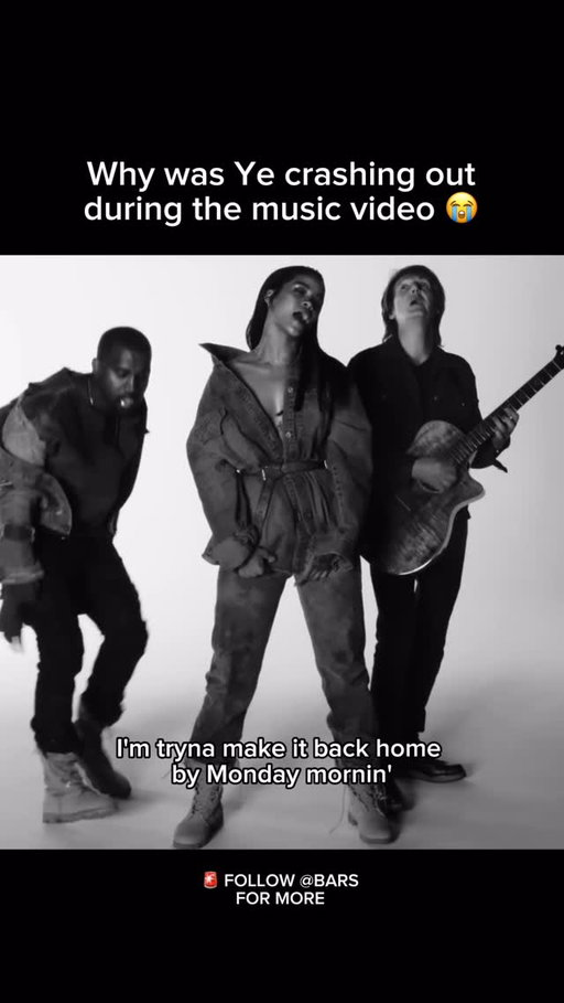 📲Follow @Bars for good luck in 2026

Why was Ye going so crazy in the “FourFiveSeconds” video🤣

11 years ago today, Rihanna, Ye, and Paul McCartney dropped “FourFiveSeconds”

The visual is famous for its simple black-and-white aesthetic but Ye’s performance stood out because of his erratic movements

Is this song still in your rotation?
