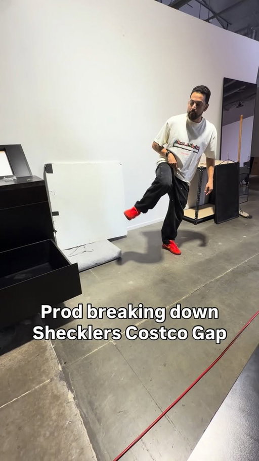 Skateboard icon @prod breaks down @shecks legendary Costco gap trick while filming at @jaxxonmediahouse for his new @jaxxon watch release 🤯