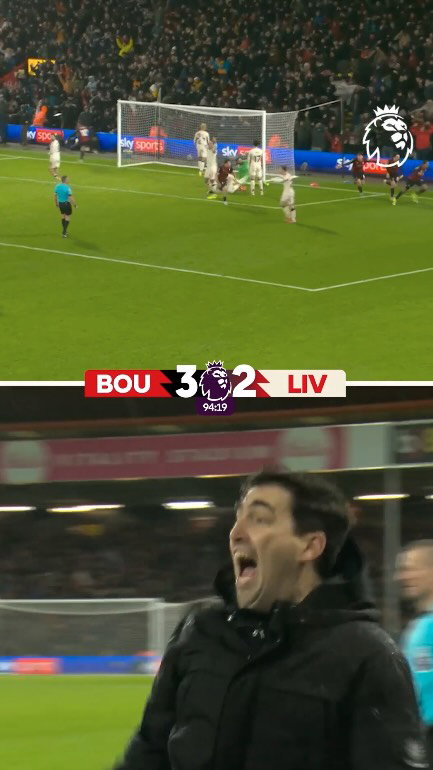Andoni Iraola LOVED @afcb’s 95th-minute winner v Liverpool 😄
