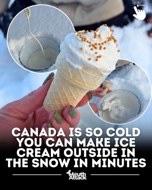 When winter hits Canada, most people think of hot coffee, layers, and counting down the days to spring. But for @fizzacooksitall, the snow became the main ingredient — and the internet can’t get enough of it.

The creator is going viral for making homemade ice cream directly in the snow, turning freezing temperatures into a dessert hack that feels peak Canada 🇨🇦❄️. Using nothing more than very cold heavy cream (33% fat), a bit of icing sugar, and vanilla extract, the mixture is poured and whipped right into clean snow, freezing almost instantly. The result? A light, creamy scoop that looks like it came straight from an ice cream shop — no machine, no freezer, just winter doing the work.

It’s simple, nostalgic, and oddly satisfying to watch, which is exactly why the clips are blowing up across social media. With captions like “The reason I moved to Canada”, the videos celebrate one of the few perks of brutal cold weather: turning your backyard into a dessert lab. Snow ice cream has been around for generations, but this modern, aesthetic take is reminding everyone that sometimes the best food trends are the simplest ones — especially when nature lends a hand 🍦❄️