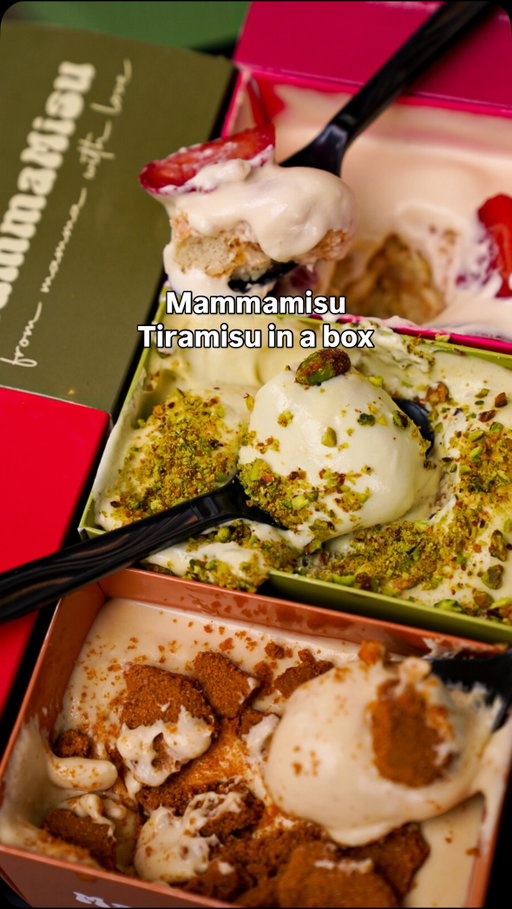 Freshly made tiramisu on the go! @mammamisuny 

If you’re looking for a cozy spot to hang out with friends, definitely check out Mammamisu in the East Village! They make their tiramisu fresh every day and put the toppings on to-order so they’re never soggy. They have a small seating area and also make coffee btw! And top the coffee with tiramisu cream! 

Love that Mammamisu takes tiramisu out of sit-down restaurants and into a casual setting to be enjoyed at any time ☕️ & boxed to even enjoy on the go

Strawberry- Strawberry cream, lady fingers, fresh strawberry
Pistachio- Pistachio cream, coffee dipped ladyfingers, pistachio crumble
Lotus Biscoff- Lotus cream, coffee dipped lady fingers, crushed lotus cookies

#eastvillage  #nyc #newyork #nycfood tiramisu
