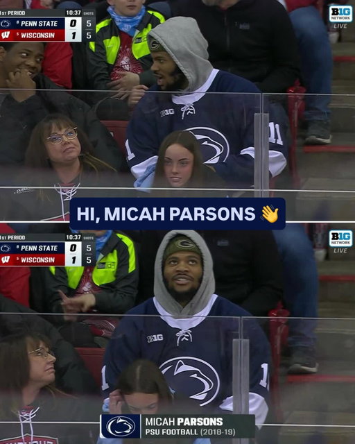The former @pennstatefball star is enjoying some @pennstatemhky tonight 🤩