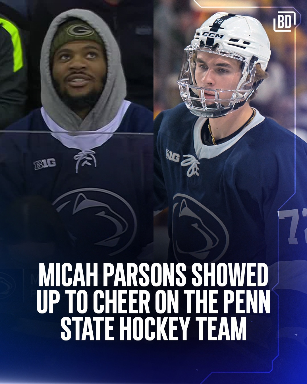 Micah Parsons showing out for the Penn State hockey game. 🤝

🎥: X/B1GHockey