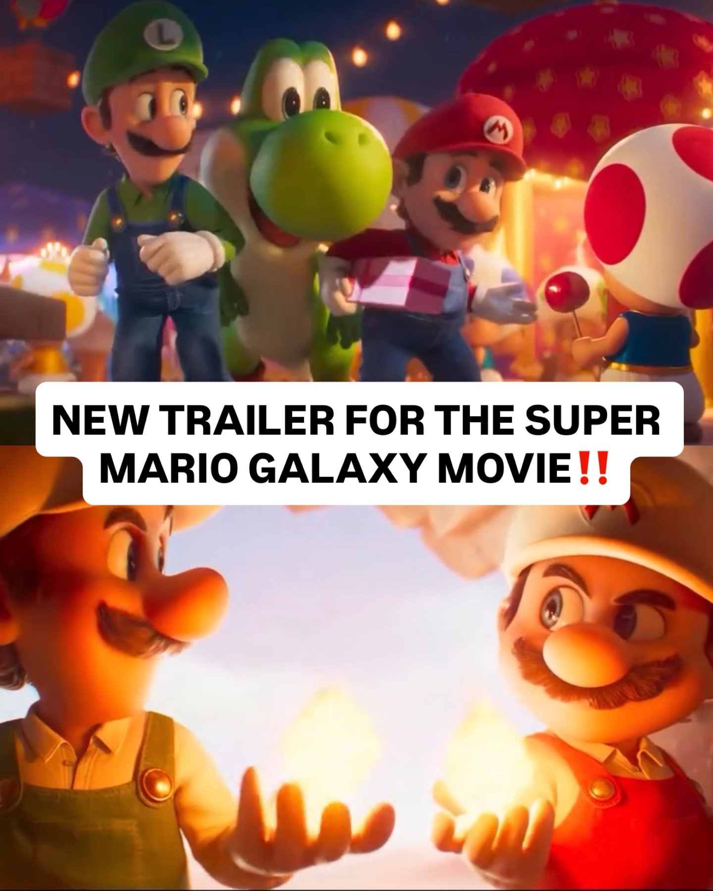 Nintendo and Illumination have released a new trailer for the upcoming Super Mario Galaxy movie‼️🍿

The trailer features new characters coming to the sequel, including Yoshi, Birdo, Baby Mario / Luigi and more.

The new movie releases on April 1, 2026. Are y’all going to watch it⁉️