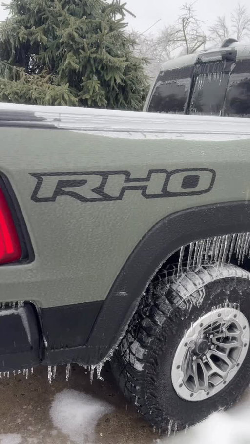 TN ice storm is no joke! 😳. We lost electricity so we had to drive to the Grandparents!  Can we make it there? @ramtrucks #triplets #dad #truck #rambassador