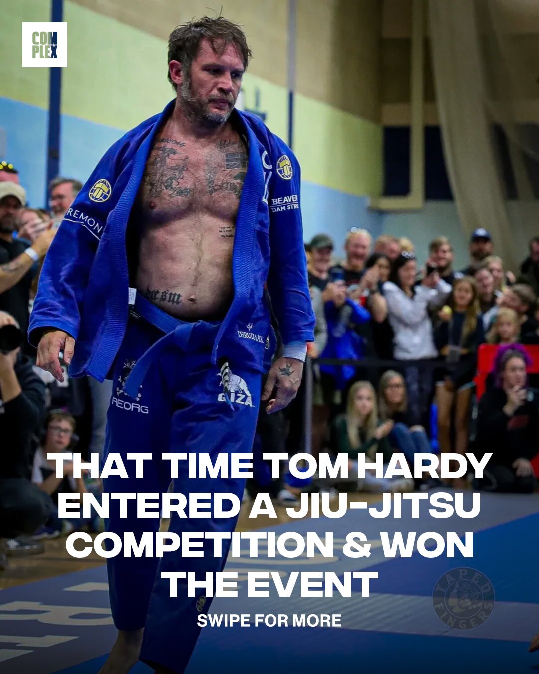 Imagine getting put in a chokehold by Bane himself 😭

A few years ago, Tom Hardy quietly entered a Brazilian Jiu-Jitsu Open in Milton Keynes under his real name, Edward Hardy. What started as a low-key local tournament turned heads once people realized an A-list actor was competing with no cameras or hype. Hardy won his division. He showed up like any other athlete, earning respect through victory, not through his celebrity status.

[via/ @taped_fingers ]