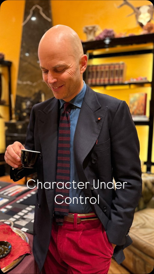 Red corduroy trousers are one of those pieces that aren’t meant to please everyone — and that’s exactly why they work. They always remind me of an old English client, impeccable in his manners and very conservative… until one day he walked into the tailoring house in London and asked for “something fun, but still proper.”

A few weeks later he came back to collect them: red corduroy trousers, a navy double-breasted jacket, a light blue Oxford shirt. I’m wearing them my way instead, paired with a denim shirt.

He wore them to a dinner and told me he had never received so many comments before — half admiring, half scandalised. His wife loved them, his friends smiled knowingly. And him? A big smile. Because that day he understood something essential about style: elegance is not invisibility, it’s character under control.

Since then, I’ve always thought of red corduroy not as a whim, but as a gentle statement: you know the rules, and you consciously choose when to bend them.

@rubinacci_official The Art of Tailoring 🪡 

#lucarubinacci #menswear #corduroy #tailoring #classicwithatwist italianstyle timelessstyle elegance