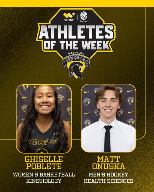 @wloowbb’s Ghiselle Poblete and @wloomhky’s Matt Onuska have been named the @wstore.uwaterloo Warriors Athletes of the Week, presented by @uwimprintmedia.

With 15 points, 4 rebounds, 4 assists and 4 steals, Poblete played a significant role in the Warriors’ 68-64 win over Laurier. Her team’s top point getter on the night and averaging 12.9 points per game on the season, Poblete was a difference maker.

Onuska started both games against Western and Toronto, posting a strong weekend performance. He allowed just three goals across two games (1.50 GAA) and turned aside 70 of 73 shots for an impressive .956 save percentage.

📰 Read more at the link in our bio
📸: @tiannamedia, @jabananapics 

#GoBlackGoGold