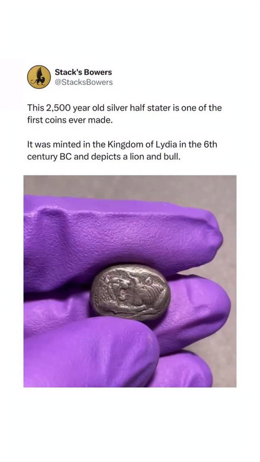 One of the first coins ever minted 👀 

(Via cmaclean96/X)