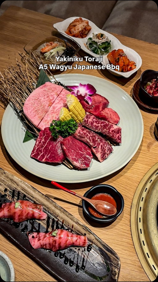 everything I ate in the Toraji omakase course meal at @toraji_nyc 

The Toraji omakase course meal won’t show in the regular menu, but you can still order it for $98! The menu contains:
- housemade kimchi
- yukhoe (like tartare)
- wagyu nigiri
- atsugiri tongue
- atsugiri harami (skirt)
- atsugiri fillet 
- A5 wagyu sirloin
- cold noodle
- panna cotta
- tea

The whole meal was so good and the space is really cozy. The A5 wagyu is super high quality and tastes just like the ones you would find in Japan (probably because Toraji actually started in Tokyo in 1995!). 

Toraji is a Japanese Yakiniku restaurant focusing on premium beef, including Japanese Wagyu, so they keep their seasoning simple to highlight the quality of the cuts. They came all the way to NYC from Tokyo so you know they are authentic!

#nycfood #eatingnyc #nycfoodie #midtownmanhattan #japanesefood