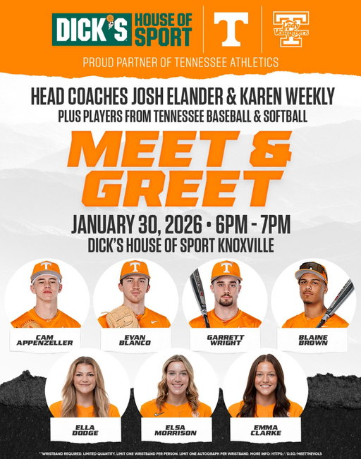 Come meet Coach E, Coach Weekly, and your 2026 Vol Baseball and Softball student-athletes!

Stop by and chat with Cam, Evan, Garrett, Blaine, and some of our Softball squad!

We’ll see you there 😉