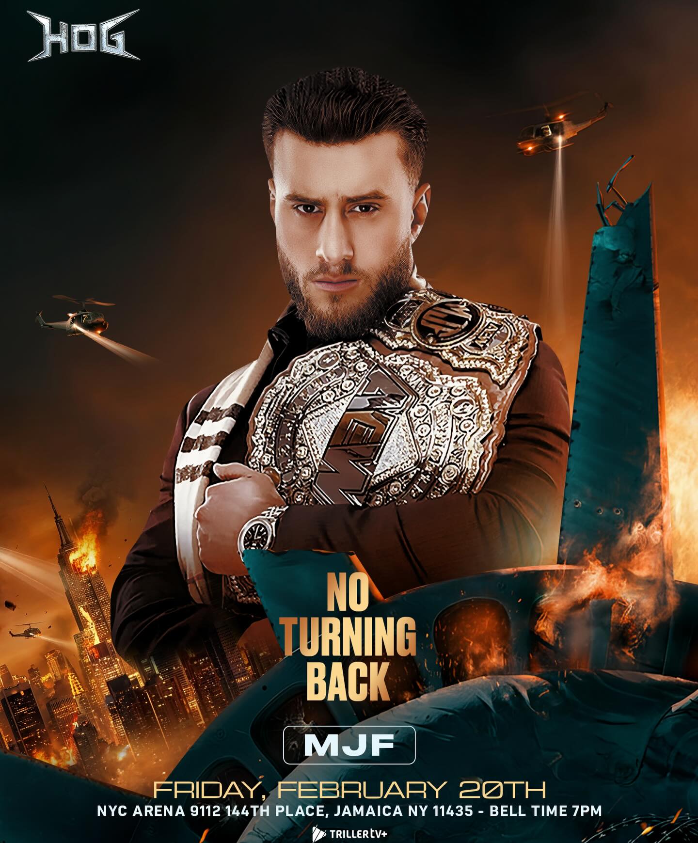 NEW YORK, ARE YOU READY ‼️

He’s better than you… and you know it.
Friday, February 20, the current AEW World Champion MJF appears at #NoTurningBack.

🎟️ Tickets Available NOW (Link in Bio)