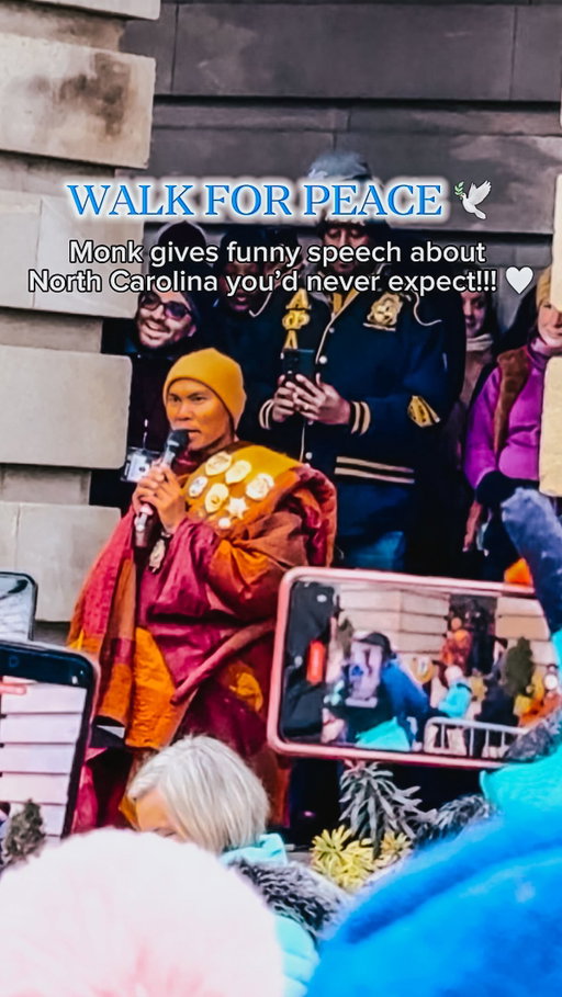 😆 Not only are they spreading peace, they’re also hilarious!!! 

Watch as one of the monks delivers this funny, most unexpected speech about North Carolina!!! 👏👏👏

This moment makes me smile every single time I watch it, so I had to share it with you guys too! I honestly never expected them to be so funny, but how beautiful is it that they’re spreading not just peace, but joy and laughter too!!! 🙌🙌🙌

These monks are walking over 2,300 miles on foot, carrying a simple but powerful message — peace, compassion, kindness, and unity. They began their journey in Texas and are making their way to Washington, D.C., stopping in communities along the way to remind us that peace doesn’t have to be heavy — it can be joyful too.

Send this to someone who could use a little laughter and a lot of enlightenment today 🤍
This is the energy we need in our daily lives.

Beyond grateful for the monks who visited North Carolina and shared not just wisdom — but also joy! 🕊️✨

@walkforpeace.usa 

#walkforpeace #northcarolina #raleighnc #monks #funny