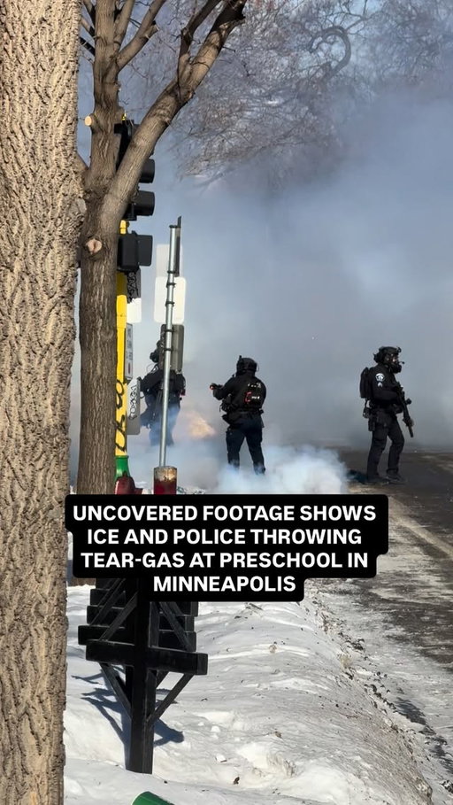 Uncovered footage shows ICE and police throwing tear-gas toward a preschool in Minneapolis, Minnesota. #minneapolis #minnesota #ice