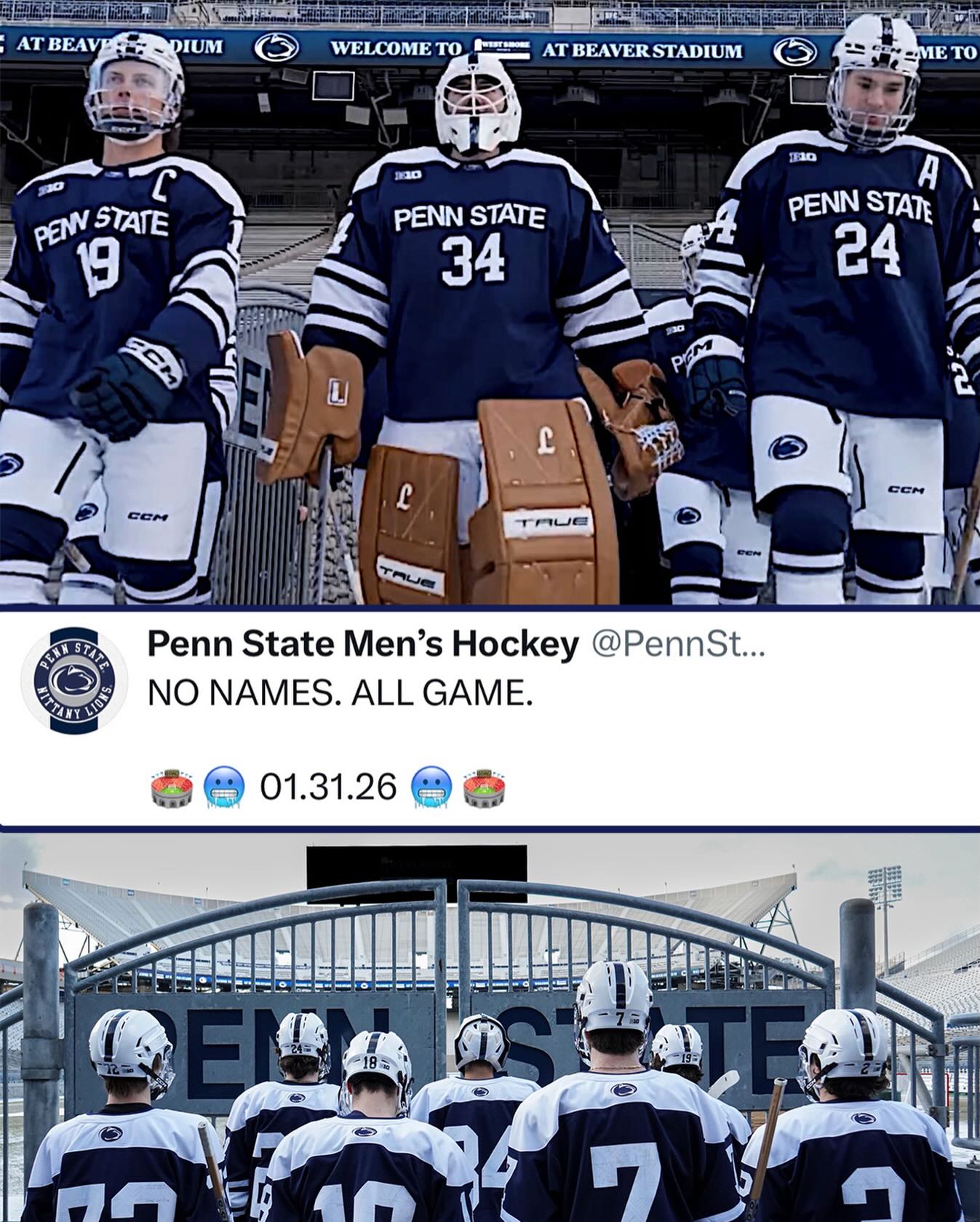 ⚪️ WHITEOUT ⚪️

FIRST LOOK at Penn State’s jerseys 👀

🏒 Michigan State at Penn State
📅 Saturday, January 31
🏟️ Beaver Stadium
