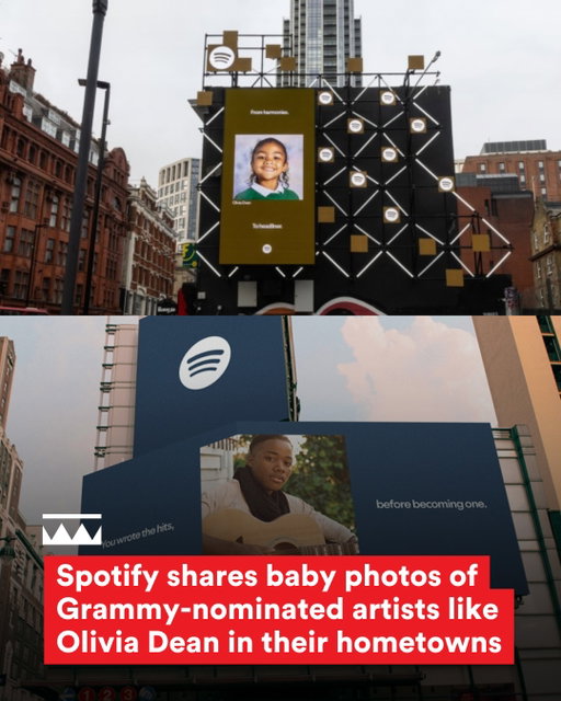 Spotify has put up baby photos of Grammy-nominated artists like @oliviadeano in their hometowns 🏆

It’s a creative way to celebrate the Best New Artist nominees and highlight how far they’ve come on their journeys ahead of the show on Sunday.

Each poster has featured a baby or childhood photo of the nominee, along with a short note about their career so far.

You can see examples featuring Olivia Dean, KATSEYE, and Leon Thomas below.

There have also been posters in London for Lola Young, California for Alex Warren, and New York City for sombr.

#spotify #grammys #oliviadean #artist