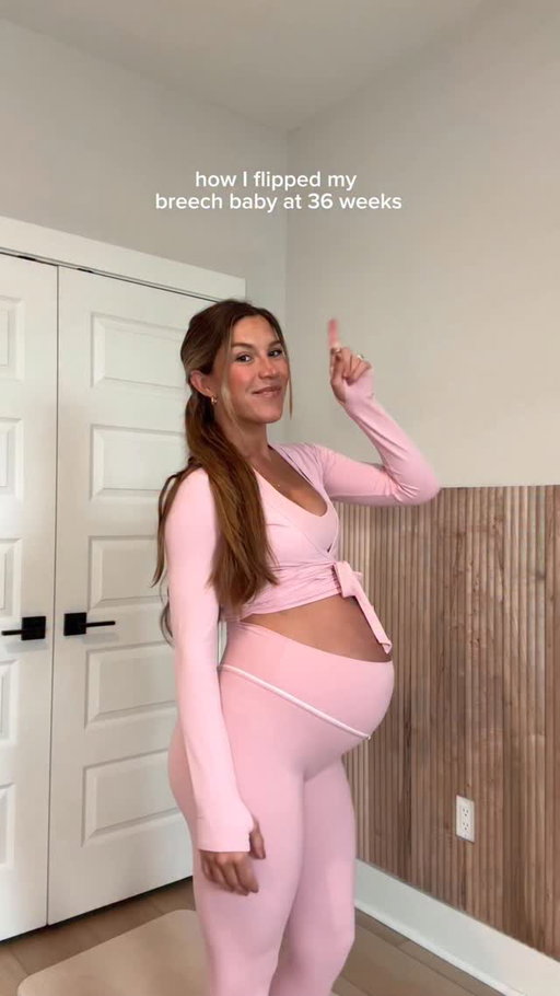 I found out she was still breech at 32 weeks & did this lil routine everyday until she flipped around 35/36 weeks!! 

start with ~10min of daily hip opening stretches & psoas release (creating room in the womb & loosening tension for baby to have space to move)

forward leaning inversion: I would hold for 10 deep breaths, take a break & repeat 5-10 times

side lying release: I would lay here & read / watch a show for ~15-20 min per side

breech tilt: this was sooo uncomfy for me so I could only hold for 5 min. at a time & do 2-3 rounds 

I have been going to a prenatal chiropractor consistently too that helps to align the pelvis!

ALSO believing & trusting that my baby and body are SMART & know what to do in their right timing was key for mental health, I think these poses/exercises just helped me feel like I was doing anything I could to make it easier for her & encourage her in flipping 🤝💕

set is @shopvitality code: BRYNLEY10