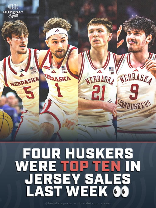 Four Huskers made the NIL Store’s top-ten best selling men’s basketball jerseys. 💸