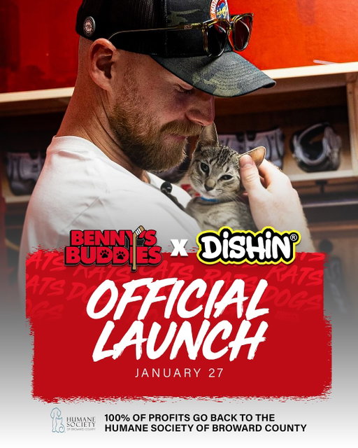 IT’S HERE! 🎉 FOR THE BUDDIES!🐾
The @bennysbuddies9 x @justdishin merch collab is now available for pre-order. 

Link in bio, with 100% of profits going back to @humanebroward.