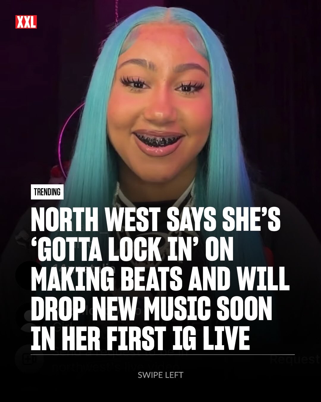 North West says she’s “gotta lock in” on making beats and will drop new music soon in her first Instagram Live.

On Monday (Jan. 26), the 12-year-old daughter of Ye and Kim Kardashian went on IG Live to share a bit of her producing and recording plans.

“I gotta lock in,” she says. “I gotta make some more beats. I gotta post some more beats... Do I plan to release music? Yeah, I’m tryna drop soon. But, I guess you guys don’t like my songs, so I gotta drop something else. You guys gotta train your ears.”

She also shares she’ll be hitting up Rolling Loud this year and calls Molly Santana’s 2025 album, Molly and Her Week of Wonders, “really, really tough.”

North West has been showcasing her production and rapping talents lately. She recently previewed a new song “Piercing on My Hand” in which she raps: “Got some new Ricks, yeah, they’re so crazy/All my songs are hits, you know I’m not lazy.”