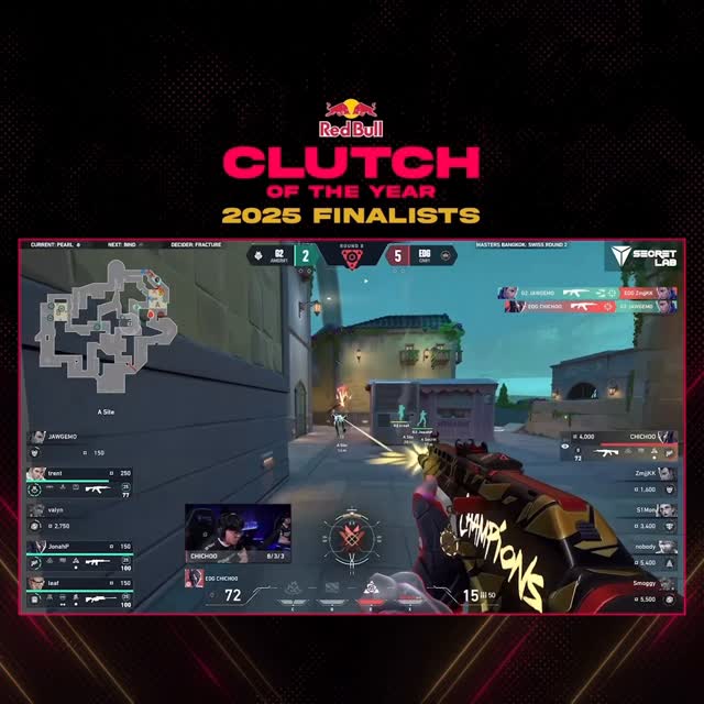It’s time to announce the Red Bull Clutch of the Year finalists with @redbullgaming!

YOU will decide the winner.
Vote LIVE on X during the ceremony through a poll on my account (Feb 4, 9pm PST).

Chichoo
@jingggxd 
@daikifps 
@sylvan_xx01 

Make your vote count👀
#TenZVALAwards