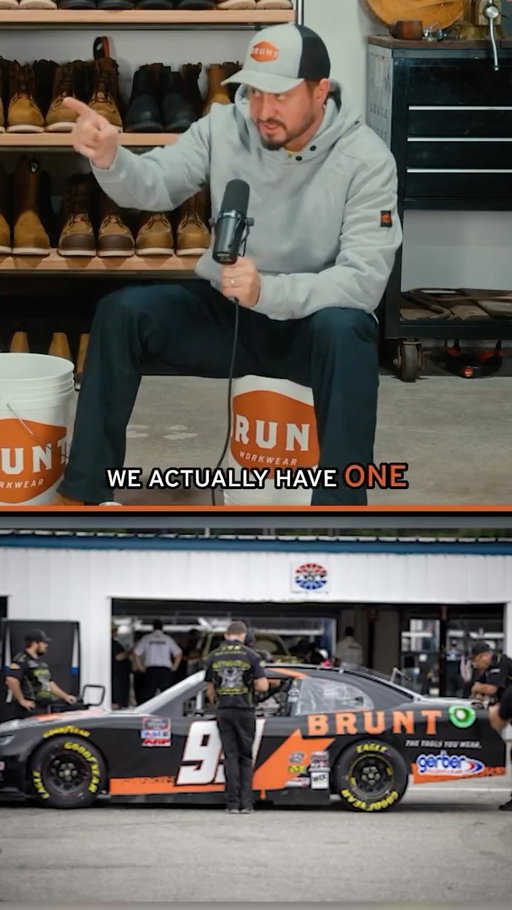 The crash that started it all. 🏁 Jeremy and Eric talk about BRUNT’s first NASCAR appearance with Mason Massey and never looked back. Full episode link in bio. 👊💥