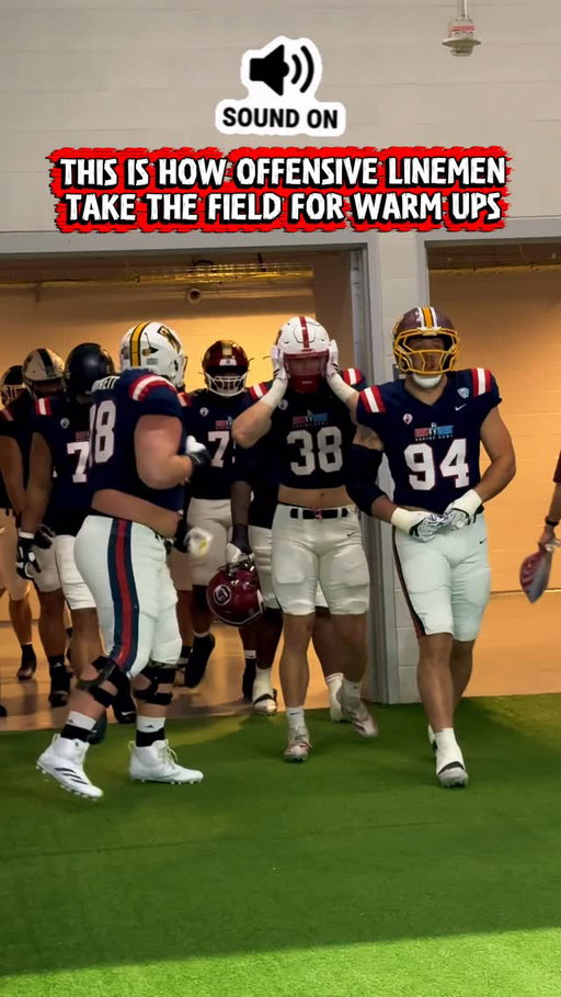 The team West Lineman taking the field for warmups for the East West Shrine Bowl at the Dallas Cowboys Star in Frisco! They are pumped and this is just warmup! #shrinebowl #nfldraft #vscreatorinresidence
