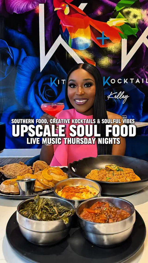 Upscale Soul Food in Dallas 🥂🎷

When you want good food, cute drinks, soulful music with the ambiance to match, Kitchen + Kocktails by Kevin Kelley is the spot. They bring classic Southern comfort food with an elevated twist. Their catfish and grits with extra Cajun sauce is my go to and it’s undefeated in the city! You can’t visit Dallas and not stop by here 😌

🧾 Here’s What We Ordered:
🧇 Chicken & Peach Cobbler Waffles
🍛 Catfish & Grits
🧀 Mac & Cheese
🥬 Collard Greens
🍠 Candied Yams
🍌 Banana Pudding

🍸 Cocktails:
🔥 True Flame
🍬 Cotton Candy Cloud

⏰ Hours:
Monday-Thursday: 11am-10pm
Friday: 11am-11pm
Saturday-Sunday: 10am-11pm

🍸 $11 Happy Hour: (Bar Only)
Monday-Friday: 4pm-7pm

🎷 Live Music Thursdays: 7pm-9pm

Add this to your list of places to eat in Dallas. Perfect for a date night or ladies night. Would you try it?

📍 @KitchenKocktailsUSA
1933 Elm St, Dallas, TX

#DallasSoulFood #DallasFoodie #DallasRestaurants #DallasInfluencer #DallasEats
