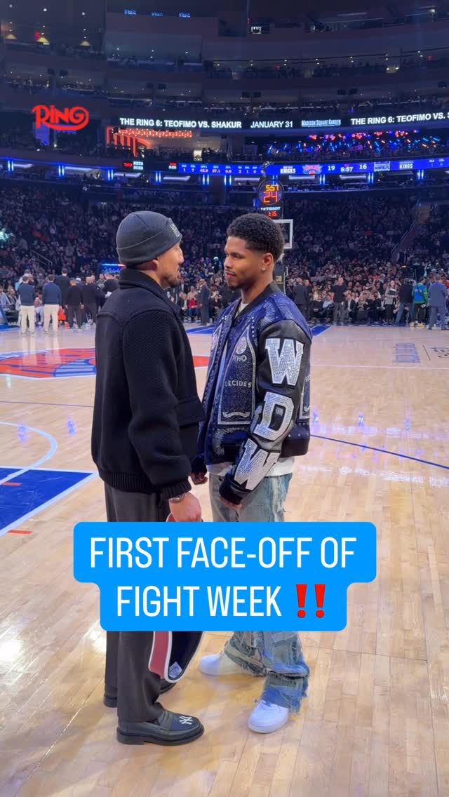 Teofimo Lopez and Shakur Stevenson meet on court at the Knicks game in The Garden ahead of their fight this Saturday 👊

The Ring VI l Exclusively on DAZN l Jan 31st in NYC 🥊