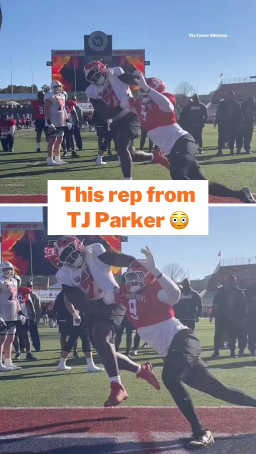 Clemson EDGE TJ Parker showing the strength at Senior Bowl 1-on-1s 😳