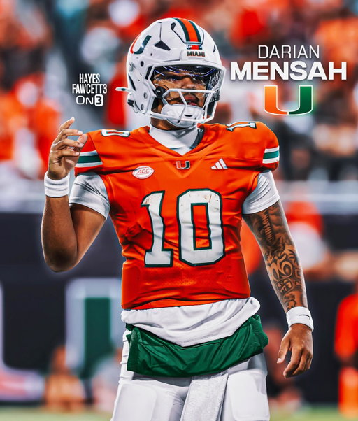 BREAKING: Duke star transfer QB Darian Mensah has Committed to Miami, he tells @On3

The past 2 seasons he’s thrown for 6,696 yards and 56 TDs