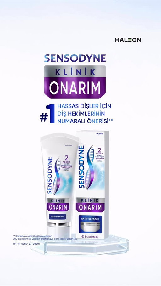 Sensodyne Klinik Onarım Hassas Dişleri 2 Dakikada onarmaya başlar. 14 gün içinde klinik olarak hassasiyet rahatlaması sağlar. #işbirliği #sensodyneklinikonarım