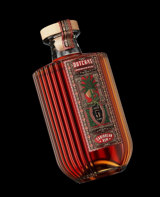 Dutch 45 Premium Rum packaging by @thinkboldstudio leans into opulence. The fluted glass looks like Art Deco decanters, while the typography is ornamental, borrowing from late nineteenth century label engraving.⁠
⁠
The palette of oxblood red, deep green, and antique gold suggests tropical botany and aged spirits. Illustrated palms and reptilian motifs nod to Caribbean colonial trade imagery, rendered with old-world print precision. Compared to minimalist rum competitors, this design embraces maximal detail and material richness as a mark of confidence.⁠
⁠
Link in bio for the full article. #design #branding #linkinbio #graphicdesign #packagingdesign #thedieline #dieline #packaging